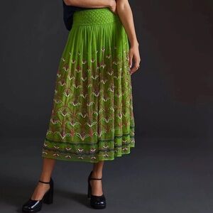 ☀️ New! ANTHROPOLOGIE Beaded Tulle Midi Skirt